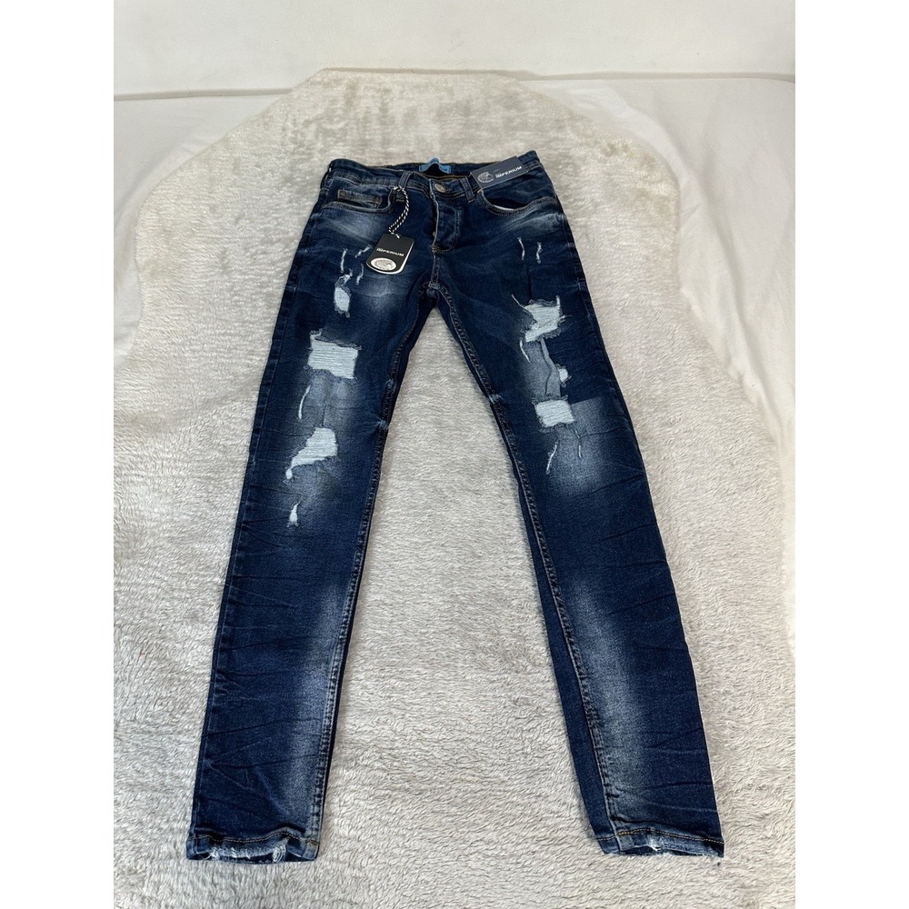 New Imperium Mens Distressed Ripped Skinny Jeans 31x34 Act 28x30‎